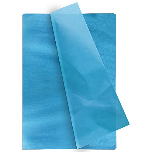 YUNJU Seidenpapier, 50 Blatt, Geschenkpapier, MF- und säurefrei, groß, 50 x 76,2 cm, Geschenkpapier, dekoratives Skizzen- und Schneidepapier für Kunsthandwerk und Verpackung, Türkis Cover