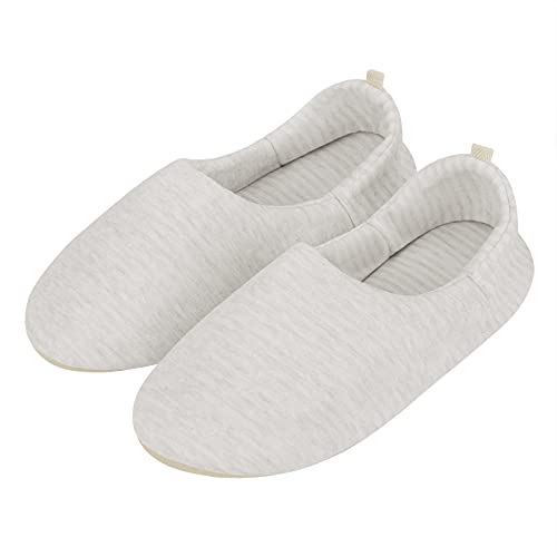 PURFUN Women Comfy Lightweight Cotton Slippers Non-Slip Slip-On Warm Indoor House Slippers with Closed Back, Washable Cozy Closed Toe Bedroom Shoes Office Flight Spa Booties Footwear