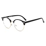 Claire's Solar Blue Light Reducing Round Browline Clear Lens Frames - Black