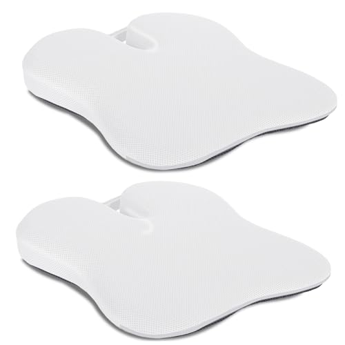 Image of Billebon Ultimate Car Wedge Seat Cushion | Premium Memory Foam Cushion with Coccyx Tailbone Cutout | Helps Relieve Hip| Tailbone & Lower Back Pain | Supports Weight Up to 100 kg - White (Pack of 2)