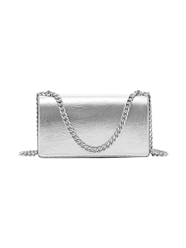 GORGLITTER Women's Silver Mini Crossbody Purse Metallic Y2K Flap Shoulder Bag Clutch Bags