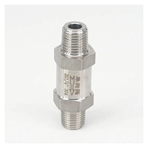 SBSSYVLMV Válvulas de retención Válvula unidireccional de retención Macho BSPT de 1/4 Pulgada Acero Inoxidable 304 Agua Gas Aceite Sin Retorno 915 PSI