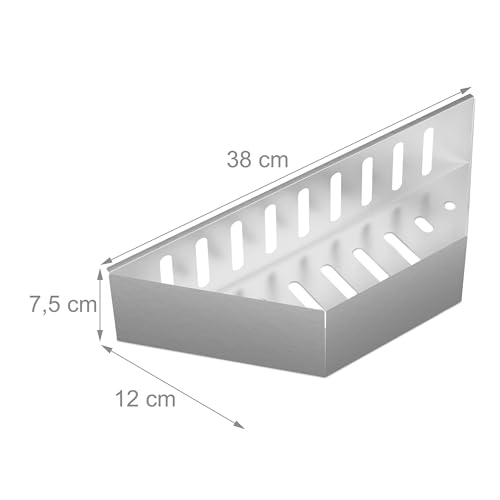 Relaxdays Kohlekorb Kugelgrill, 2er Set, HxBxT: 7,5x38x12 cm, direktes & indirektes Grillen, Stahl, Kohleschale, Silber