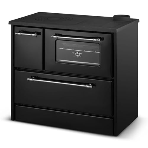 Decor Space Holzküche „Beatrice“ 9 kW mit Ofen aus lackiertem Stahl, Höhe 79 cm (schwarz)