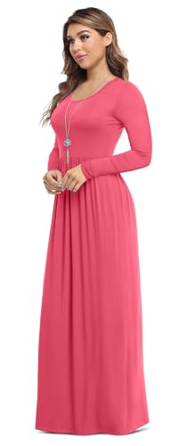 Image of VIISHOW Women's Long Sleeve Loose Plain Maxi Dresses Casual Long Dresses with Pockets