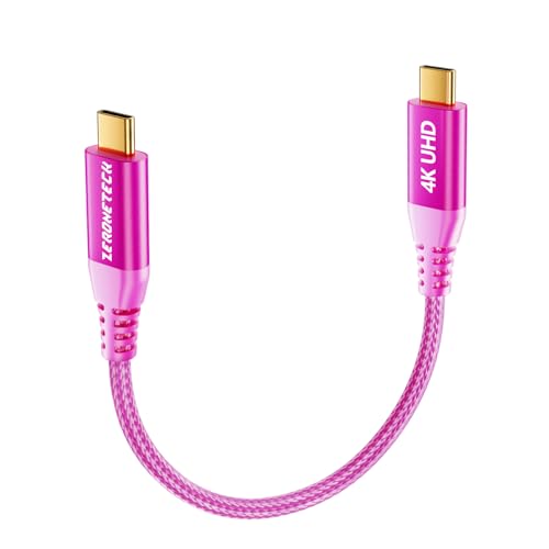 Image of ZeroneTeck USB C Monitor Cable [1ft, Pink], 20Gbps High-Speed Data Transfer, 4K@60Hz Display Video Output, USB 3.2 Gen 2x2 100W Charging for iPhone 17,MacBook,iPad,Dell,HP,KYY,ARZOPA,Portable Monitor