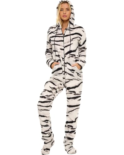 Alexander Del Rossa Adult Onesie Pajamas for Women, Hooded Fleece Adult Onesies for Women (A0322A14MD)