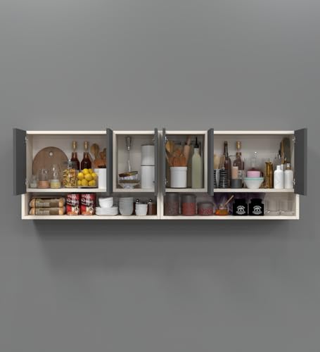 Image of SPECIALITY PANELS 6 Door Mirror Glossy Triple Layered UV Resistant Handless Cabinet Wall Mounted Storage Unit with Space Organizer Durable Cupboard for Kitchen Bathroom Living Room Utility Organizer