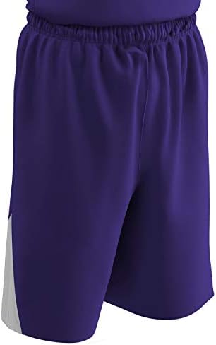 CHAMPRO Standard Pro Plus Reversible Basketball Shorts, Purple, White, Adult Large