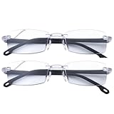 WALDSEELE 2 Pack Photochromic Progressive Multifocus Reading Glasses,Intelligente Gleitsichtbrille mit HD-Optik Blaufilter,Selbstanpassende Sehstärke für Damen Herren,Schützt vor Augenermüdung