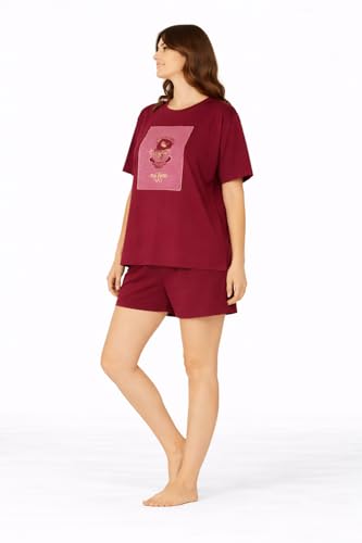 Image of Duchess Women's Cotton Printed Night Suit Set of Top & Shorts Pajama Set