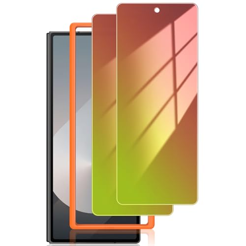 LYWHL 2-Pack Samsung Galaxy Z Fold 7 Privacy Screen Protector Gradient Colorful Tempered Glass Front Screen Protector for Z Fold 7 with Alignment Frame Anti Blue Light Bubble Free Sensitive Touch