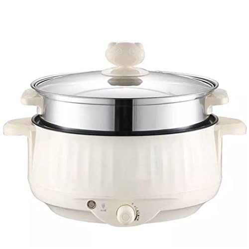 QIUDAN 220V Cocina eléctrica Multifuncional Calefacción Pan de calefacción Stef Cocinar Olla Hotpot Tallarines Huevos Huevos Sopa Emblor Cocina de arroz Dormitorio (Color : White, Size : 24cm)