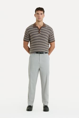 Image of SNITCH Men Formal Trousers | Regular Fit Pleated Front with Turned-Up Hem | Polyester Blend & Medium Stretch Fabric for Office & Winter Wear