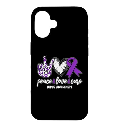 Peace Love Cure Lupus Awareness Support Ribbon �X�}�z�P�[�X iPhone 16 �p