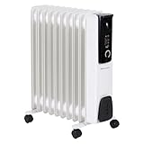 EMtronics EMOFR11WH 2500W/2.5KW 11 Fin Portable Electric Oil Filled Heater Radiator with Adjustable Thermostat and 3 Heat Settings for 20 sqm Room - White