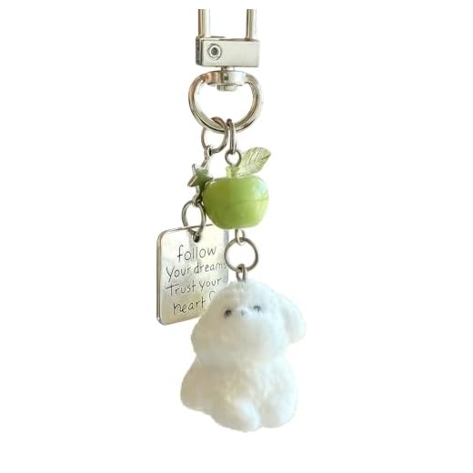 Flocked Puppy Keychain Accessory - Cute Plush Dog Charm with Cool Touch Design, Adorable Phone Strap Bag Decor (Lanyard)