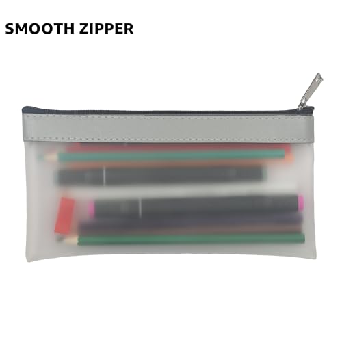 Image of 4 Pack Clear Pencil Pouch, Aesthetic Small Pencil Pouch, Cute Pencil Bag, Black White Gray Beige