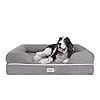 Friends Forever Large Dog Bed Orthopedic Dog Sofa Memory Foam Mattress Calming Dog Couch Bed Wall Rim Pillow Water Resistant Liner Washable Cover Non Slip Bottom Chester Large Grey