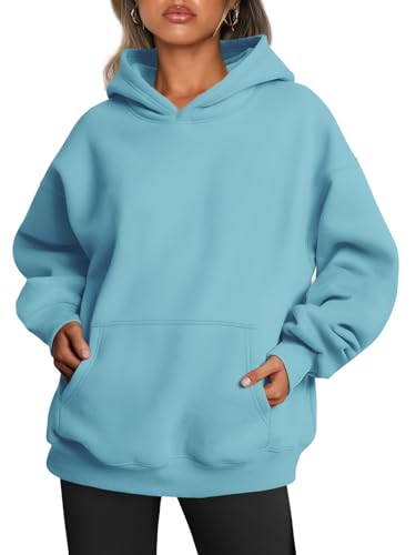 Trendy Queen Womens Oversized Hoodies Fleece Sweatshirts Fall Fashion Pullover Sweaters Winter Clothes Baby Blue S