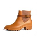 Bota Galocha Feminina Impermeável Cano Curto Para Chuva (Caramelo, Medio, BR, Adulto, Faixa Numérico, 35, 36)