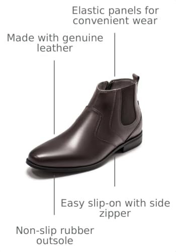 Image of Holy dove Chelsea Boots Men - Genuine Leather,Chelsea Boots for Men with Side Zipper, Casual Slip-On Ankle Boots, Chukka & Oxford Style Dress Boots