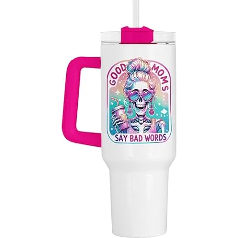 Fancyfams 40 oz Stainless Steel Travel Tumbler with Handle, Lid, and Straw, Funny Birthday Mom Gift, Sarcastic Gag Presents for Her Women, Mother Gifts from Daughter Son, Mama Cup (Good Moms) Cover