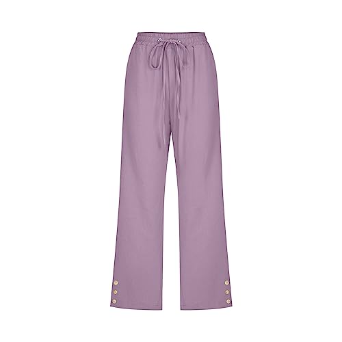 maisdgop Capris for Women Casual Summer Elastic High Waisted Pants Lightweight Comfy Cotton Linen Capri Pant with Pockets3