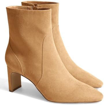 Coutgo Womens Chunky Low Heel Ankle Boots Square Pointed Toe Side...