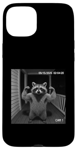 Funny Raccoon Flexing On Security Camera スマホケース iPhone 15 Plus 用
