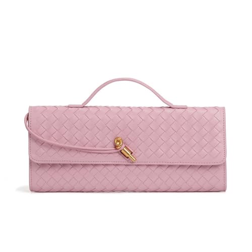 Image of Handmade Woven Evening Bag for Women Casual Clutch Purse Leather Shoulder Handbag Fashion Crossbody Bag