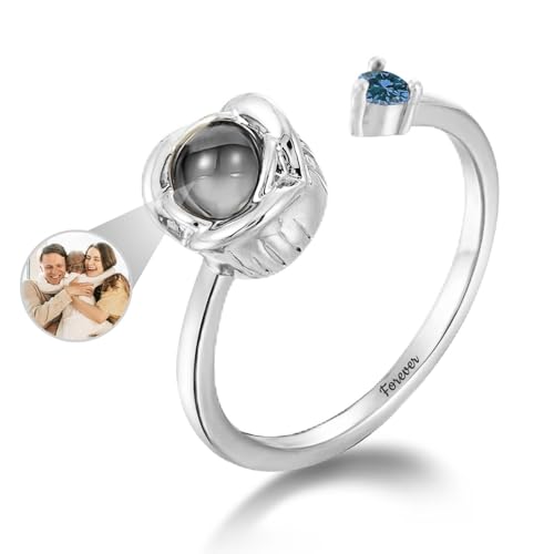 Custom Photo Ring Personalized Ring for Women Custom Birthstone Rings for Memorial Jewelry Promise Rings for Her Women Lover