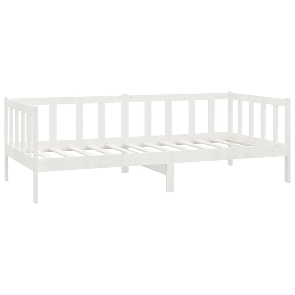 Cama de día con colchón de 90 x 200 cm, sofá cama de pino macizo, cama de invitados multifuncional para dormitorio y sala de estar, somier de láminas resistente, color blanco