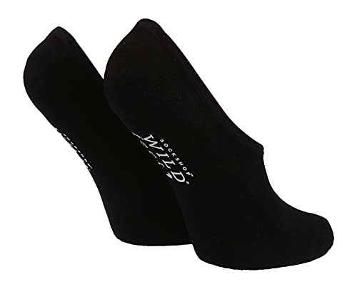 Chaussettes Invisible Coton pour Femme | Lot de 2 Paires | Pastel Basses Socquettes avec Silicone pour Ete | Sock Shop Wild Feet (37-42, Le noir) Cover