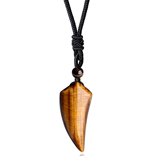 MAIBAOTA Pendant Necklace for Men Adjustable Black Rope Necklace Tiger Eye Stone Necklace Men's Jewelry