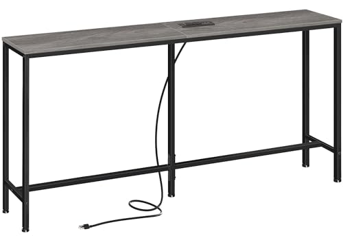 Mesa consola con tomacorriente gris para eliminar el desorden del sofá 2