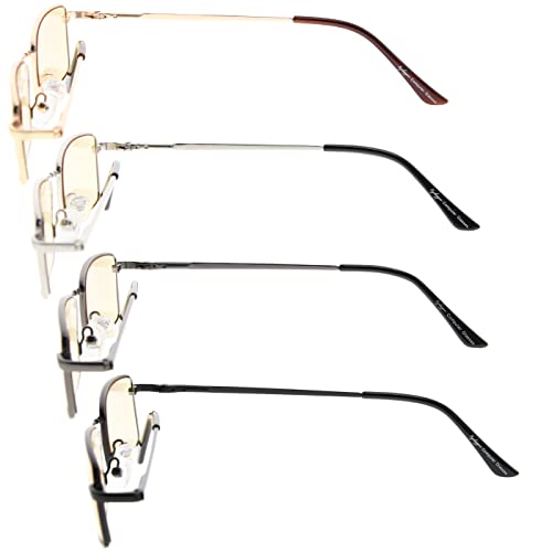 Image of Eyekepper 4 Pack Reading Glasses Blue Light Blocking Memory Titanium Bridge Computer Readers