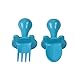 eZtotZ | Made in USA Self Feeding Baby Utensils | Mini Baby Spoon and Fork Training Set for Baby Led Weaning (BLW) | Anti-Choke Toddler Silverware Cutlery | 6-12 Month+ | BPA Free (Blue)