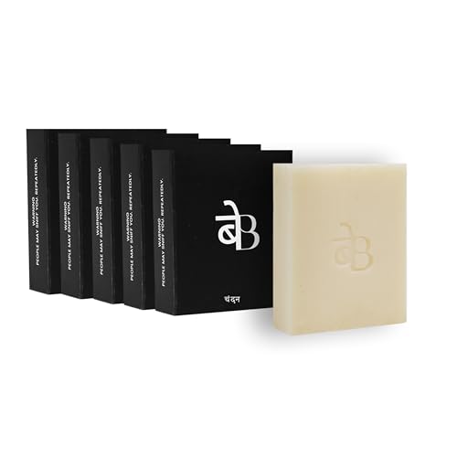 Image of Sandalwood De-Tan Soap Pack of 5 X 125g | Body Tan Removal Soap for Women & Men | Cold Processed Sandal for Tanning, Skin Brightening & whitening | Handmade Ayurvedic Sandalwood soap - 125g Pack of 5 For Body & Face | All Skin types