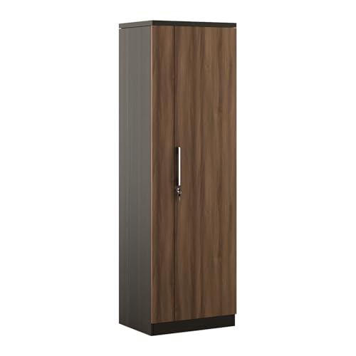 Image of Spacewood Ken Wardrobe | 3 Year Warranty | Almirah, Cupboard, Almari, 1 Door Wardrobe, 1 Hanging Space|Engineered Wood| Walnut Bronze