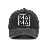 Waldeal Mama Hats for Women, Thank You Gifts for Mother, Adjustable Washed Embroidered Mom Baseball Cap Black