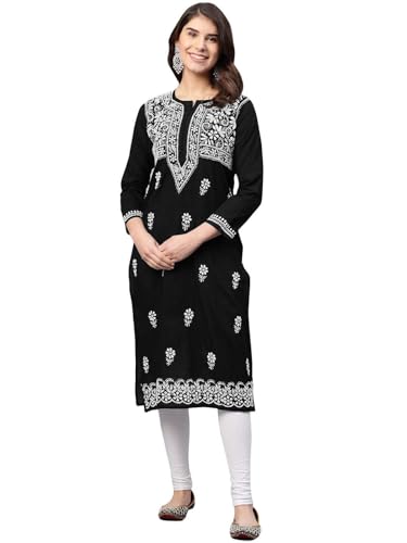 Image of Ada Hand Embroidered Lucknowi Chikankari Cotton Kurta for Women A341075