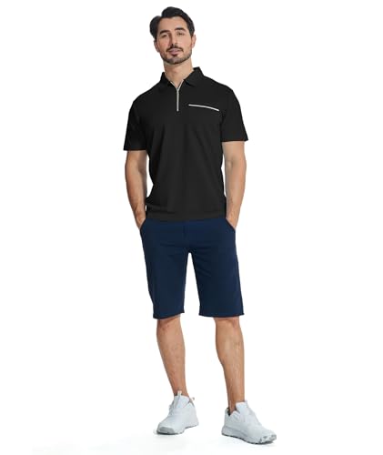 JACKETOWN 3 Pack Polo Shirt for Men Quarter Zip Polo T Shirt Casual Short Sleeve Collared Shirts with Pocket4