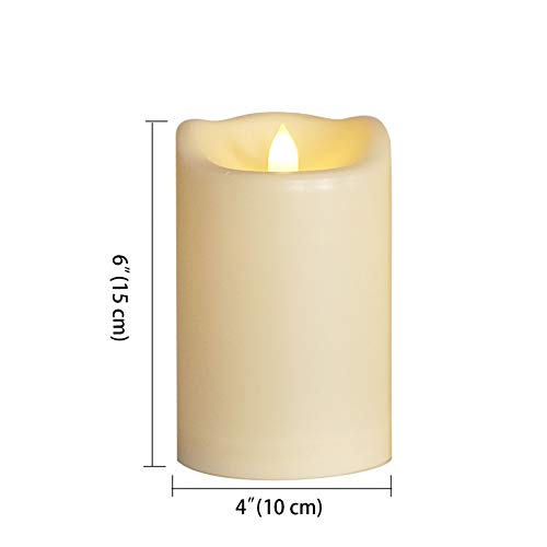 Image of CANDLE CHOICE Large Waterproof Outdoor Battery Operated Flameless Candles with Timer Realistic Flickering Plastic Electric LED Pillars for Lantern Garden Yard Halloween Christmas Decorations 4x6 2PCS