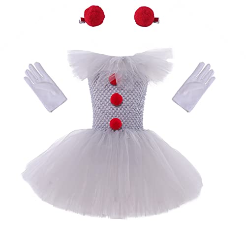 Costume Pennywise Bambina,Costume da Clowns per Ragazze,Costumi di Halloween da Spaventoso per Bambini,Costumi da Tutù...