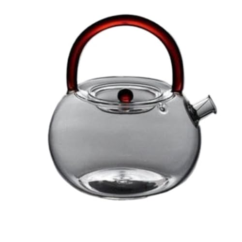 Diggly 透明ガラス ティーポットを沸騰させる 厚くする ビームポット ケトル 電気セラミックヒーター やかん ガラスのティーポット (レッド)