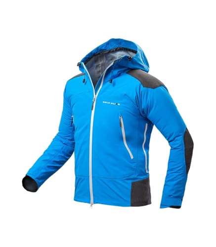 Solo Climb Chaqueta de Escalada y Alpinismo Impermeable y Cortaviento SPARTAN 3.0 Hombre - M, Azul/Gris