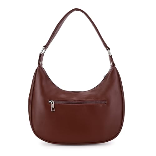 Image of K London Women's Vegan Leather Half Moon Bag | Stylish Black Shoulder Hobo | Compact Baguette Purse for Office, Casual, Party & Travel Use