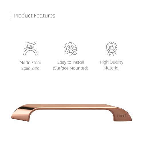 Image of LAPO 10 Inch Cabinet Handles for Drawer & Wardrobe, Suitable for Kitchen & Almirah Use, Rust Free Material, Easy Fit Design, 3 Years Warranty (224mm, PVD Rose Gold Finish, Pack of 2) - Twist