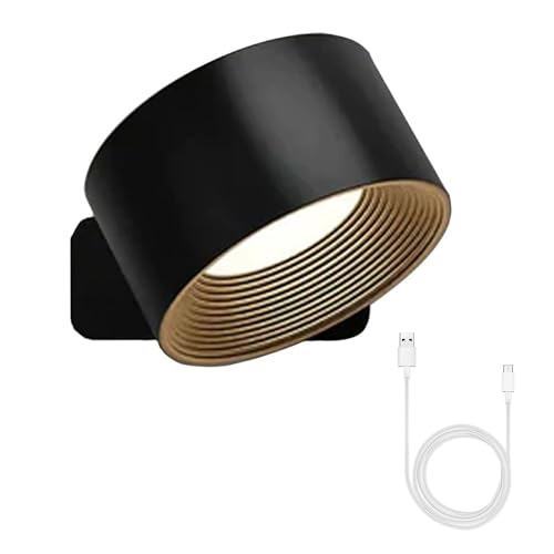 FPFPF Applique Lights of Sweden, applique da parete ricaricabili, applique da parete a LED, lampada da parete con batteria da 2003 mAh, for camera da letto, bagno, soggiorno, cucina(1*black)